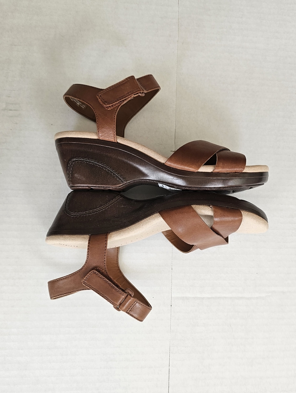 Collection By Clarks Lynette Wedge Sandals Size 9 Mahogany Brown Ankle Strap - Picture 5 of 12